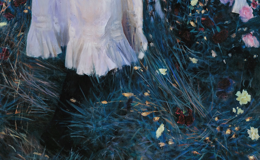 Twilight grass and scattered blooms in Carnation, Lily, Lily, Rose